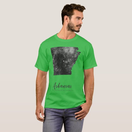 Kaart van de staat Arkansas Art Grunge Silhouette T-shirt (Voorkant volledig)