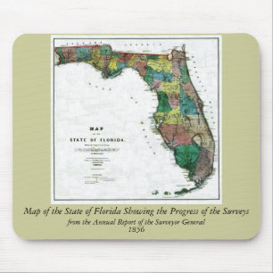 Kaart van de staat Florida van 1856 door Columbus  Muismat