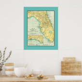  kaart van de staat Florida (VS) Poster (Keuken)