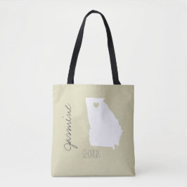 Kaart van de staat Georgia met hart gepersonalisee Draagtas