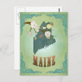 Kaart van de staat Maine - Groen (Voorkant / Achterkant)