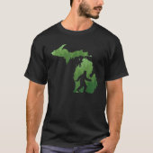 Kaart van de staat Michigan Bigfoo Funny Sasquatch T-shirt (Voorkant)