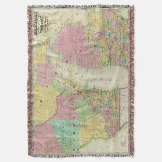 Kaart van de staat Michigan Deken (Voorkant Verticaal)