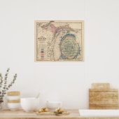 Kaart van de staat Michigan Poster (Keuken)