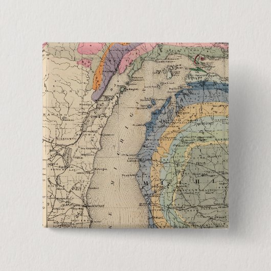 Kaart van de staat Michigan Vierkante Button 5,1 Cm (Voorkant)