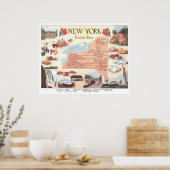  kaart van de staat New York (1912) Poster (Keuken)