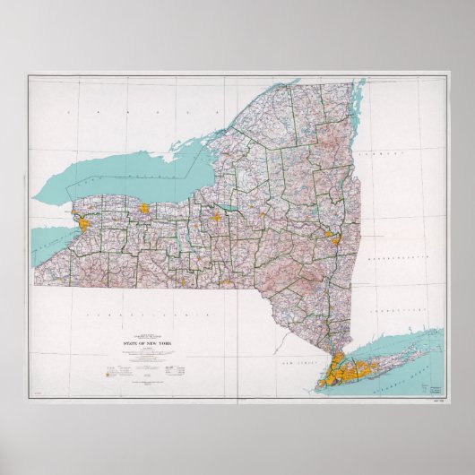 Kaart van de staat New York (1976) Poster (Voorkant)