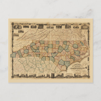 Kaart van de staat North Carolina (c 1870)