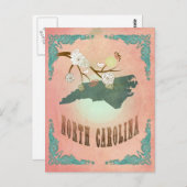  kaart van de staat North Carolina - Pastel Peach (Voorkant / Achterkant)