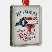 Kaart van de staat North Carolina The Tarheel Metalen Ornament (Rechts)