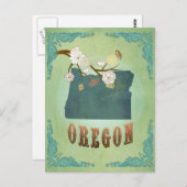 Kaart van de staat Oregon - Groen (Voorkant / Achterkant)