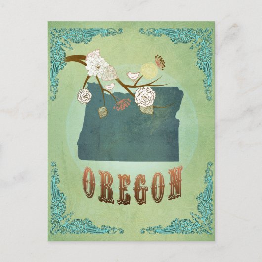 Kaart van de staat Oregon - Groen (Voorkant)