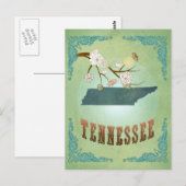 Kaart van de  staat Tennessee - Sage Green (Voorkant / Achterkant)