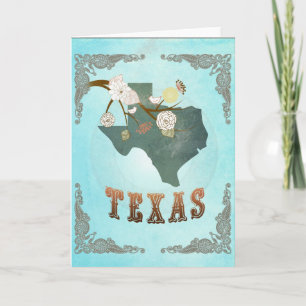 Kaart van de staat Texas - Aqua Blue