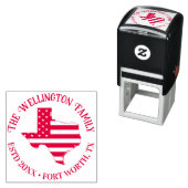 Kaart van de staat Texas Sterren Strepen Naam van Zelfinktende Stempel (In situ)