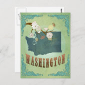 Kaart van de staat Washington - Groen (Voorkant / Achterkant)