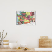  kaart van de staat Washington Poster (Keuken)