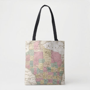 Kaart van de staat Wisconsin Tote Bag
