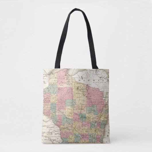 Kaart van de staat Wisconsin Tote Bag (Voorkant)