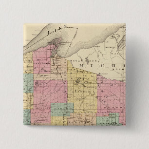 Kaart van de staat Wisconsin Vierkante Button 5,1 Cm