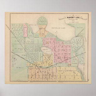 Kaart van de stad Albert Lea, Minnesota Poster