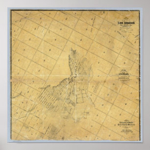 Kaart van de stad Los Angeles Poster