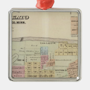 Kaart van de stad Mankato, Minnesota Metalen Ornament