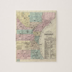 Kaart van de stad Milwaukee, Milwaukee Co. Legpuzzel