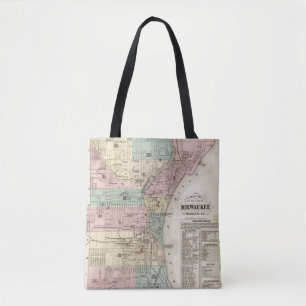 Kaart van de stad Milwaukee, Milwaukee Co. Tote Bag