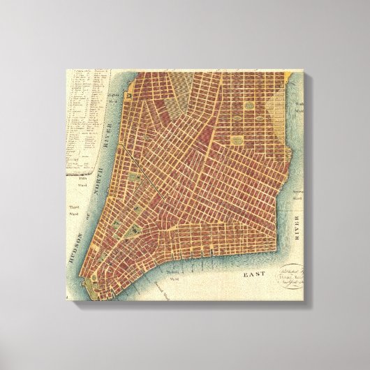 kaart van de stad New York (1807) Canvas Afdruk (Voorkant)