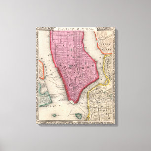 kaart van de stad New York (1860) Canvas Afdruk