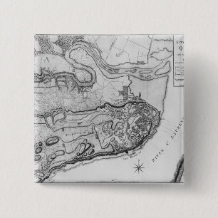 Kaart van de stad Quebec en omgeving Vierkante Button 5,1 Cm