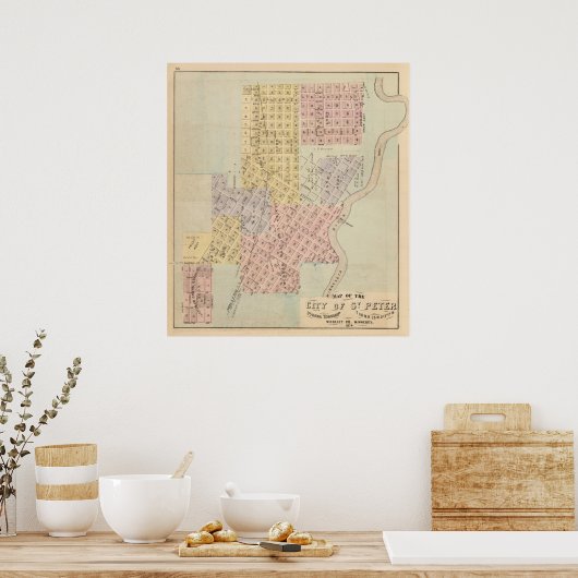 Kaart van de stad St. Peter, Minnesota Poster (Keuken)