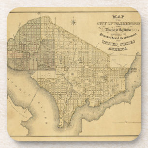 Kaart van de stad Washington D.C. (1839) Onderzetter