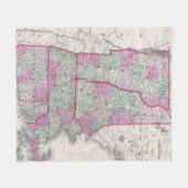 kaart van de staten van New England (1864) Fleece Deken (Voorkant (Horizontaal))