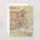  kaart van de staten van New England (1900) (Voorkant / Achterkant)