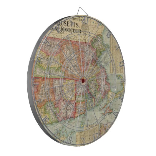  kaart van de staten van New England (1900) Dartbord (Voorkant Links)