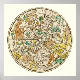 Kaart van de sterren van het noordelijk luchtruim  poster