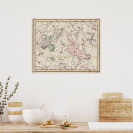 Kaart van de sterrenbeelden Perseus en Andromeda u Poster