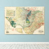 kaart van de Texas Oil and Gas Fields (1920) Canvas Afdruk (Insitu (Houten vloer))