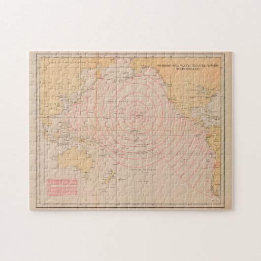  kaart van de tsunami van Hawaï (1947) Legpuzzel (Horizontaal)