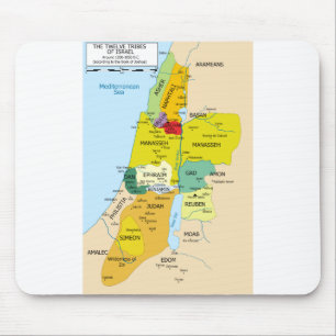 Kaart van de twaalf stammen van Israël van 1200 t Muismat