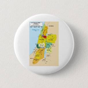 Kaart van de twaalf stammen van Israël van 1200 t Ronde Button 5,7 Cm