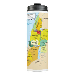 Kaart van de twaalf stammen van Israël van 1200 t Thermosbeker