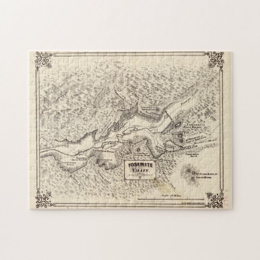  kaart van de vallei van Yosemite (1879) Legpuzzel (Horizontaal)