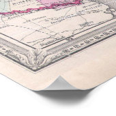 kaart van de Verenigde Staten (1868) Poster (Hoek)