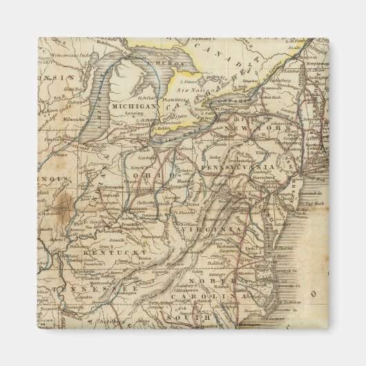 Kaart van de Verenigde Staten 3 Magneet (Voorkant)