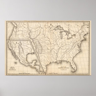 Kaart van de Verenigde Staten en Texas Poster