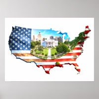 Kaart van de Verenigde Staten Omlijnde vlag