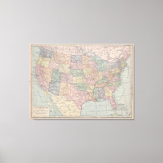  kaart van de Verenigde Staten op Canvas Afdruk (Voorkant)